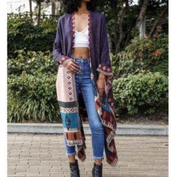 Fable Boho Hippie Ruwana Oversized Kimono Wrap OS - Picture 2 of 4